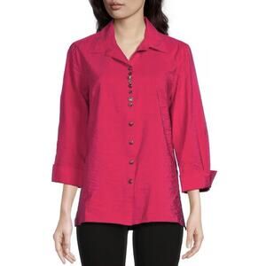 Ali Miles Pink Button Front Crinkle Top Sz M